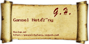 Gansel Hetény névjegykártya